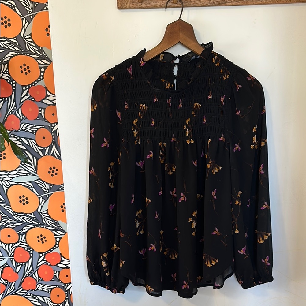 Floral Black Blouse